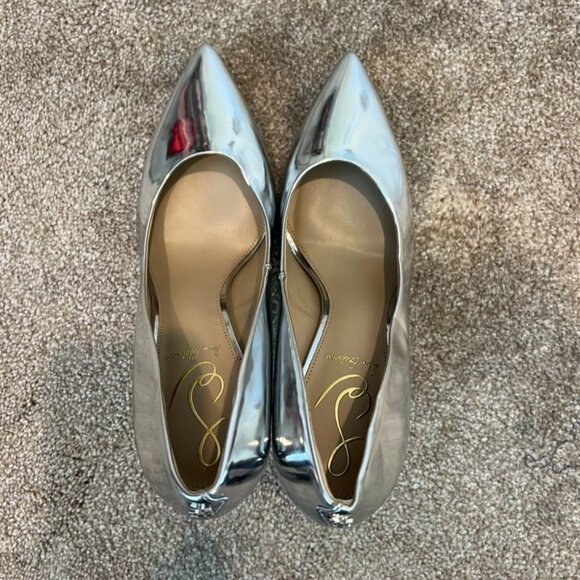 Sam Edelman Metallic SIlver Pointed Toe Heel Pumps Size 6.5 - Picture 4 of 7